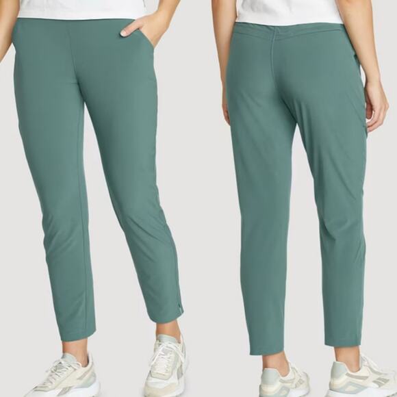 Eddie Bauer Women's Departure Ankle Pants In Alpine Green Size L Athleisure Gorp - Picture 1 of 15